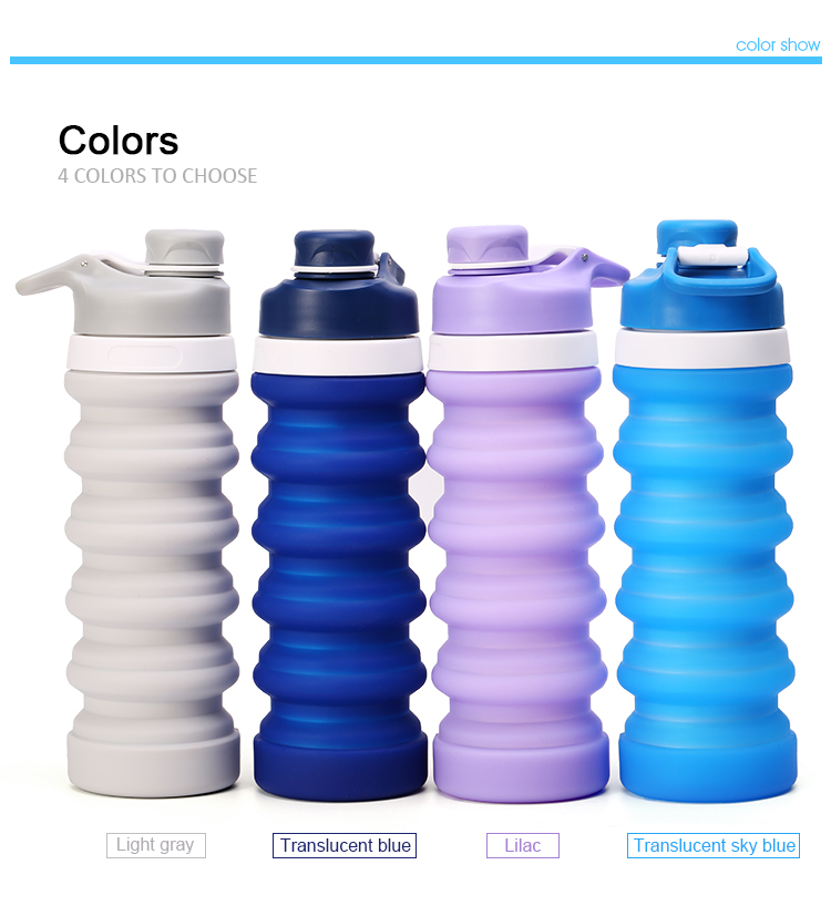 Environmentally Friendly Collapsible Silicone Bottle Customized Logo (17.6 OZ/550ML)