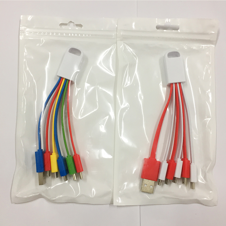 Colorful 5 in 1 Multiple Charging Cables with Customized Logo