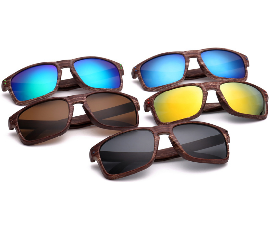 Plastic Imitation Wood Design Sunglasses