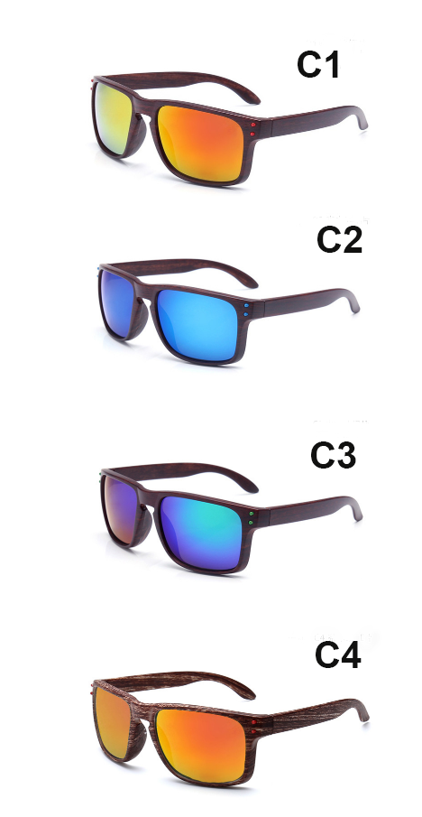 Plastic Imitation Wood Design Sunglasses