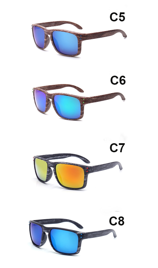 Plastic Imitation Wood Design Sunglasses