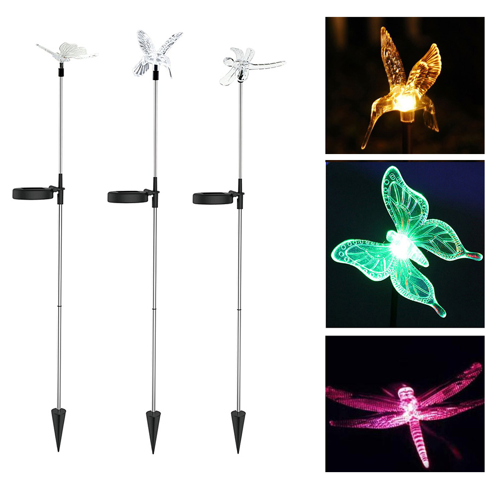 1 Pair Dragonfly/Butterfly/Bird LED Solar Lamps Lawn Lights