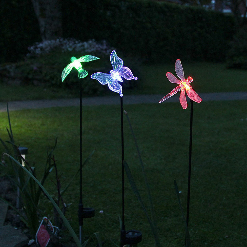 1 Pair Dragonfly/Butterfly/Bird LED Solar Lamps Lawn Lights