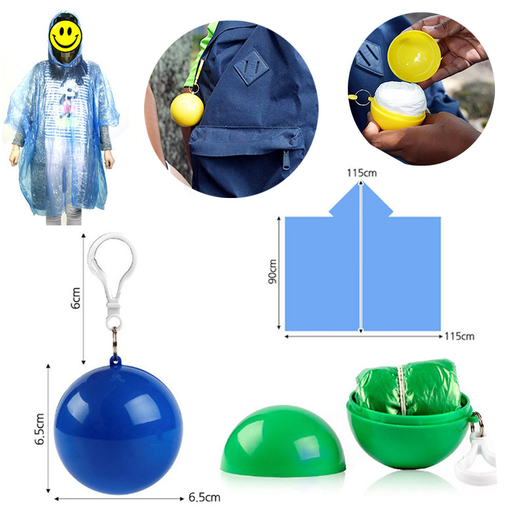 Disposable Rainwear In Ball With Keychain