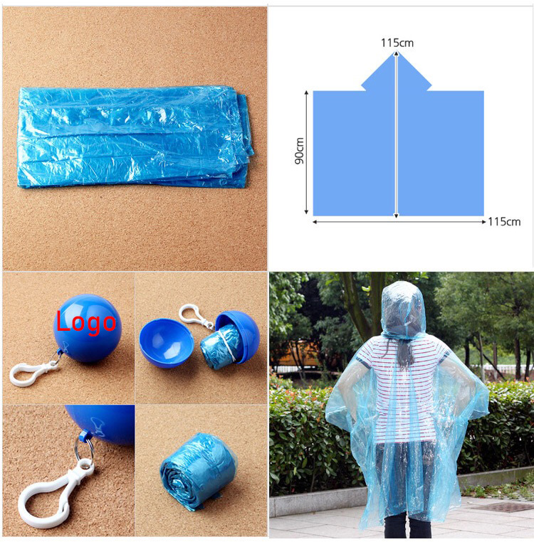 Disposable Rainwear In Ball With Keychain