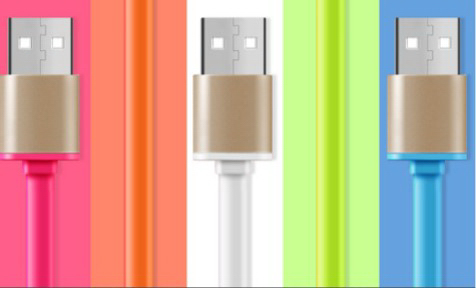 High quality metal USB Flat Data Cable 2 In 1 USB Data