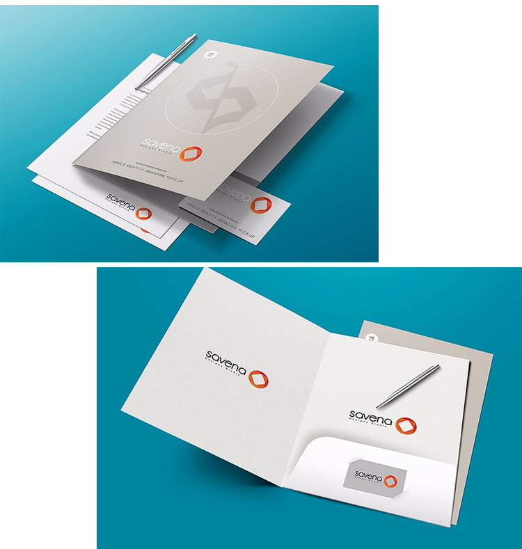 Full Color Glued Presentation Folder with Business Card Slot