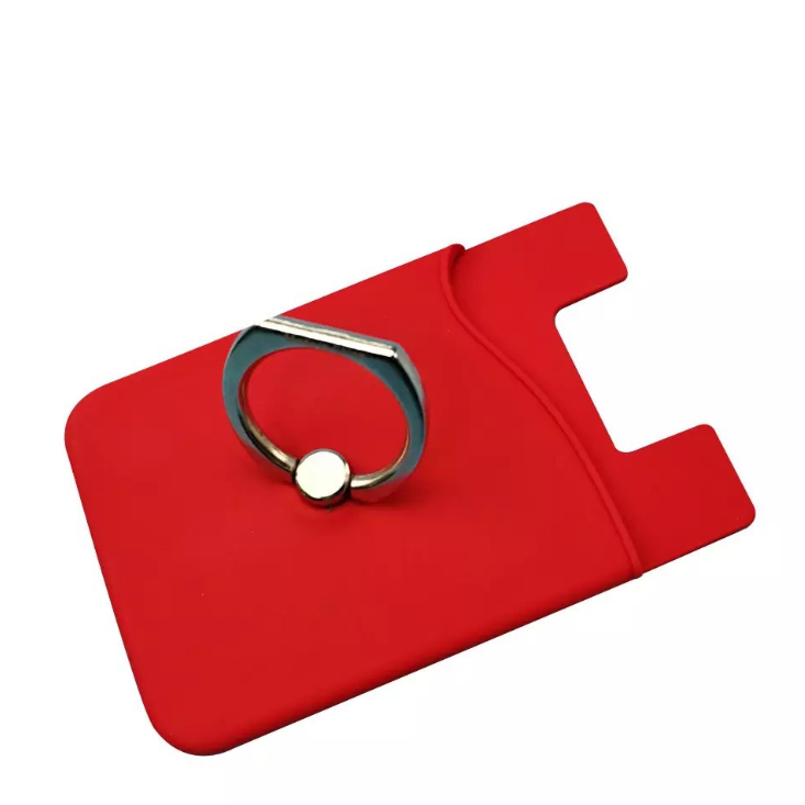 Silicone Phone Wallet with Metal Ring Stand